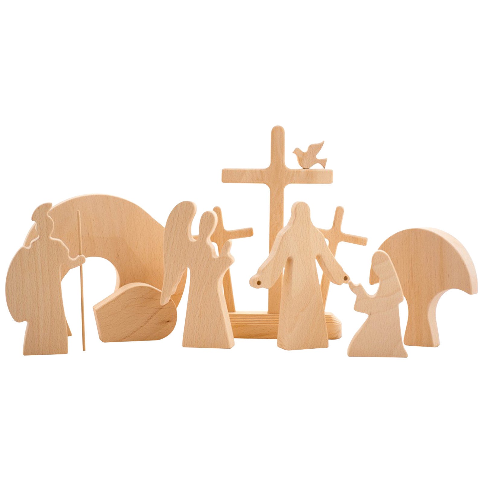 Wooden Easter Creche - NATURAL Easter Jesus Wooden Decoration, easter decorations, Easter Decor, easter table decor, outdoor easter decorations, shop easter, Decognomes, Spring Decorations