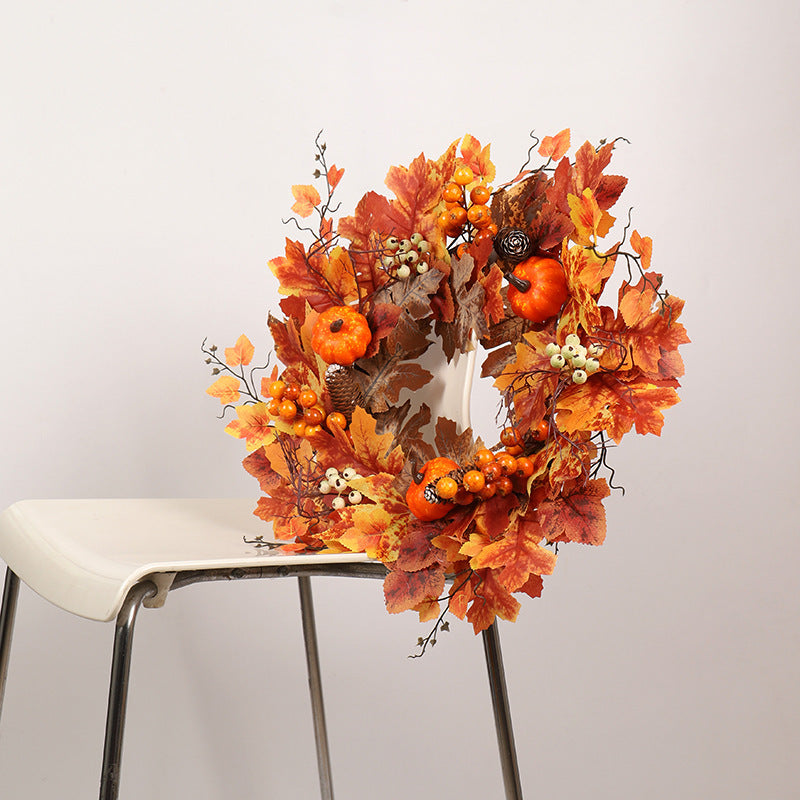 Halloween Maple Tree Root Pumpkin Wreath