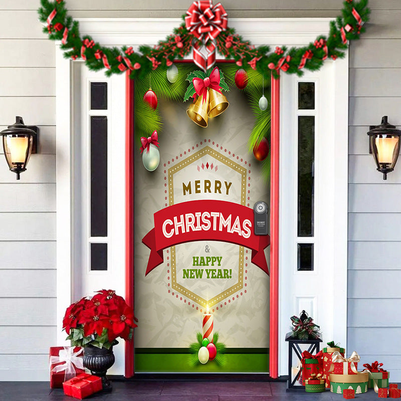 Christmas Forest Background Fabric Door Shelter Door Hanging New Year Party Decoration