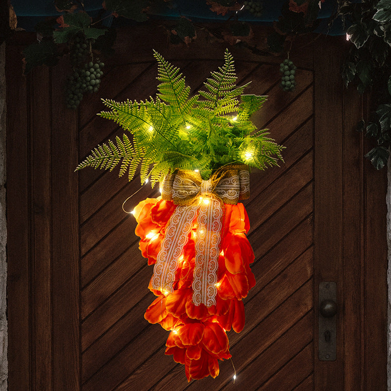 New Easter Decoration Supplies With Light Carrot Garland Pendant