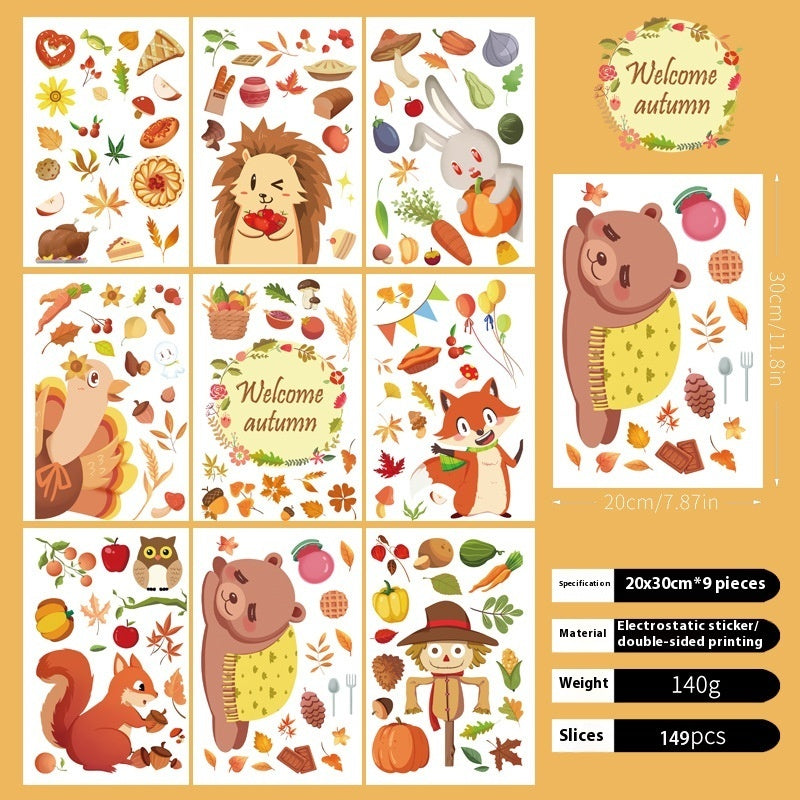 Thanksgiving Window Stickers Party Gathering Static