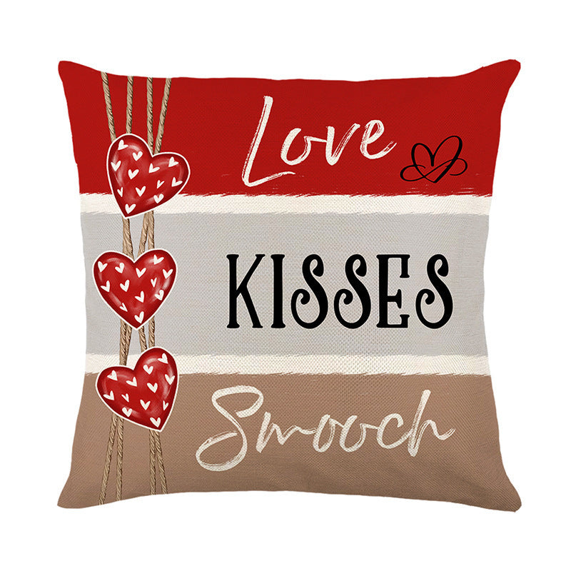 Valentine's Day Pillow Cover Love Truck Romantic Linen Digital