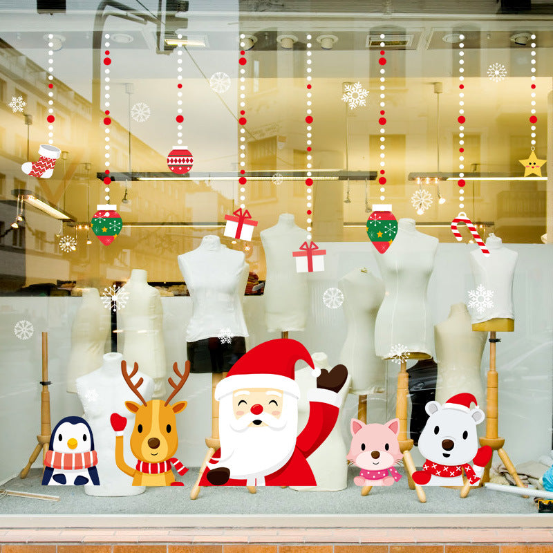 Christmas Rings Cartoon Shop Window Doors And Windows Decorative Stickers