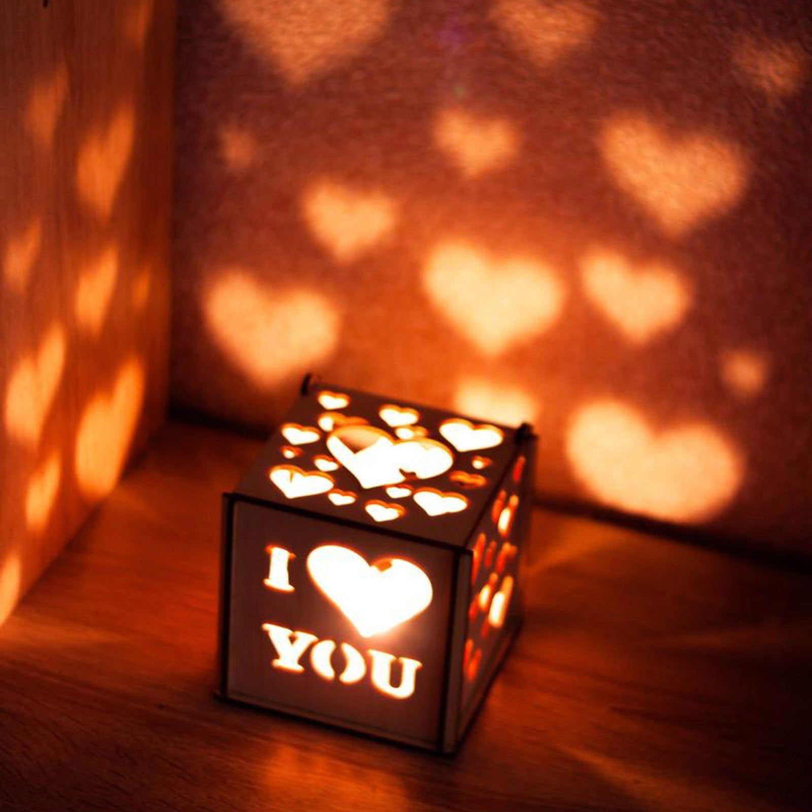 Creative Valentine's Day Projection Wooden Box, Valentine's Day decor, Romantic home accents, Heart-themed decorations, Cupid-inspired ornaments, Love-themed party supplies, Red and pink decor, Valentine's Day table settings, Romantic ambiance accessories, Heart-shaped embellishments, Valentine's Day home embellishments
