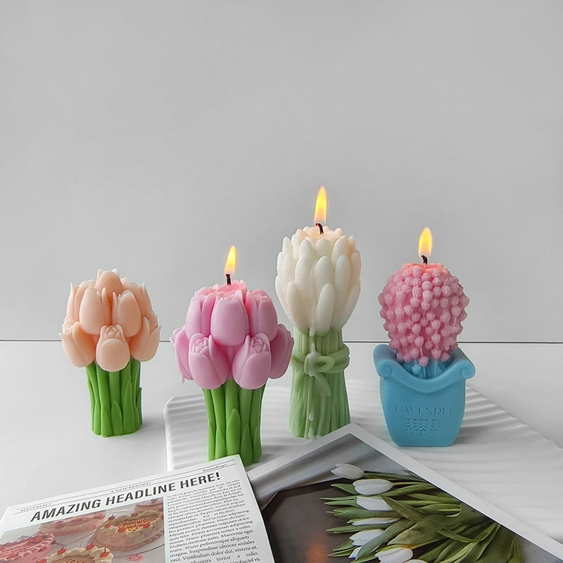 Tulip Bouquet Aromatherapy Candle Silicone Mold Handmade Diy Plaster Epoxy Ornaments