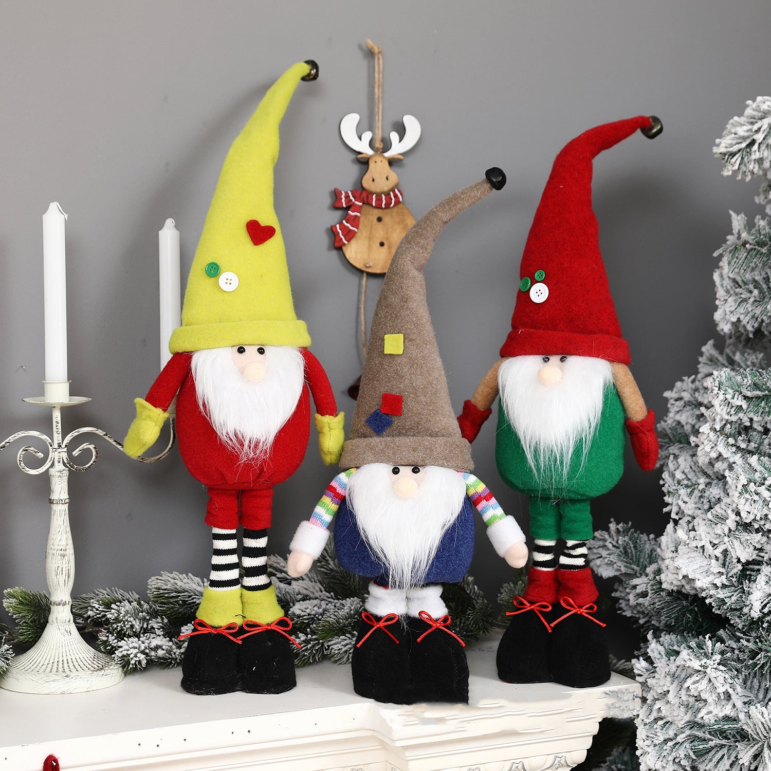 Standing Rudolf Doll Showcase Set Props Christmas Decorations Retractable Faceless Doll Ornaments