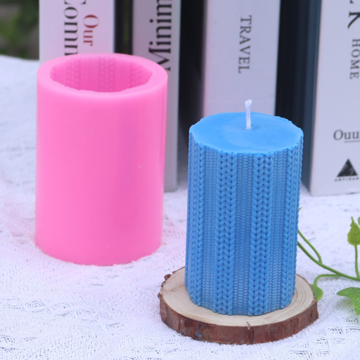 Classic Cylindrical Wool Texture Candle Mold, Silicone candle molds, Geometric candle molds, DIY candle making molds, Aromatherapy Candle, Sented candle, candles, 