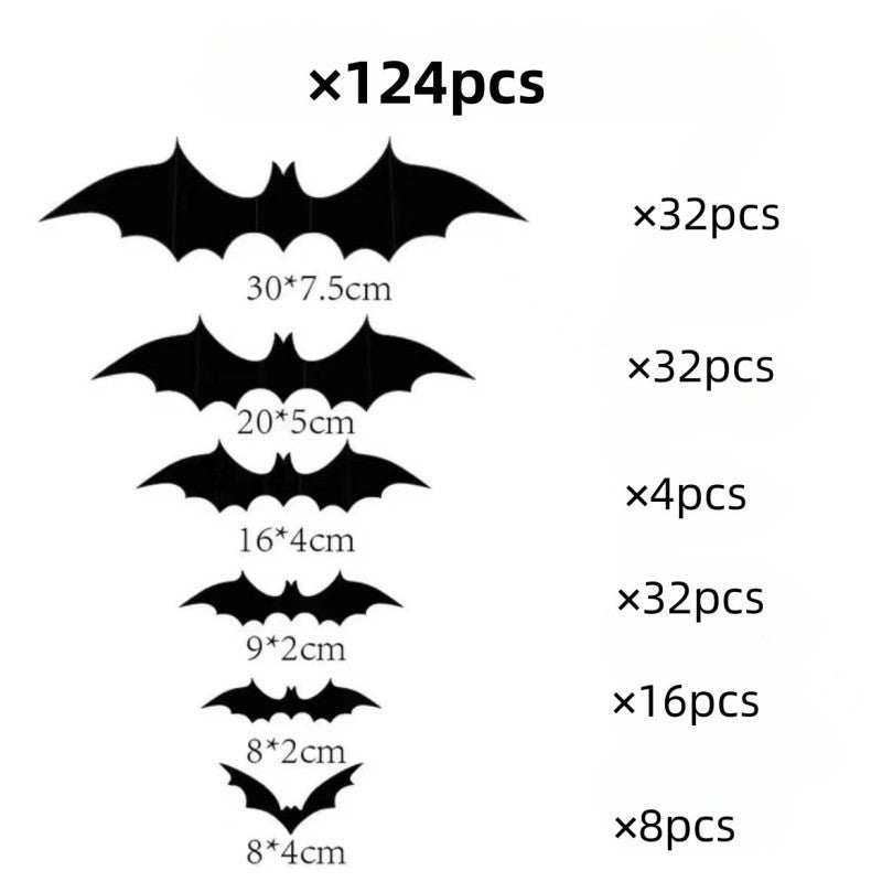 Halloween Decorative Wall Black Stickers Three-dimensional Bat Holiday Party