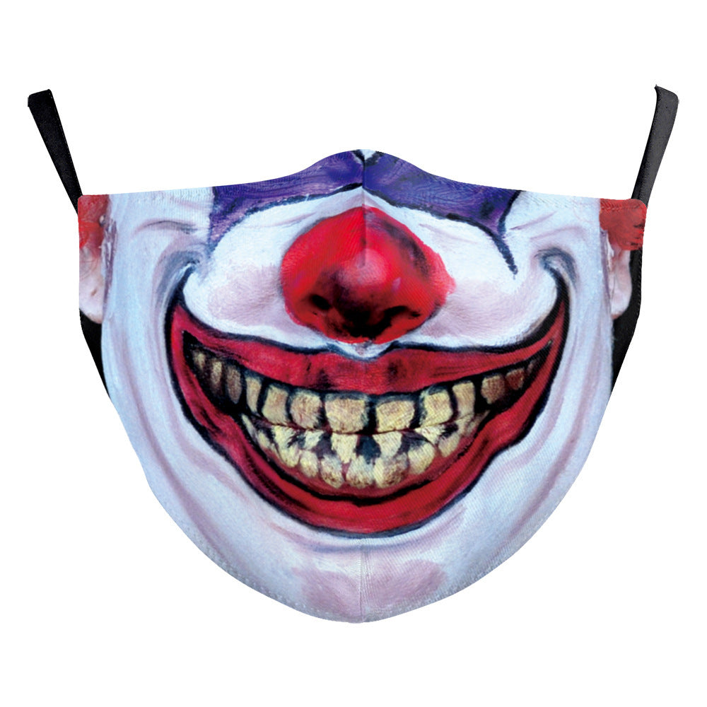 Halloween Digital Printing Funny Horror Face Double Layer Dust Mask