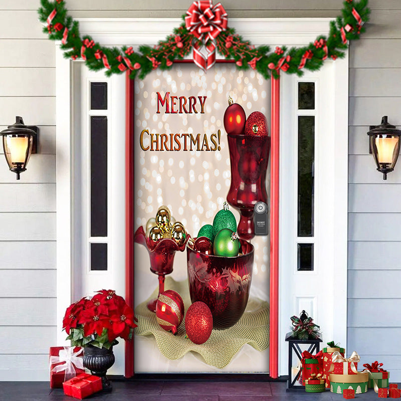 Christmas Forest Background Fabric Door Shelter Door Hanging New Year Party Decoration