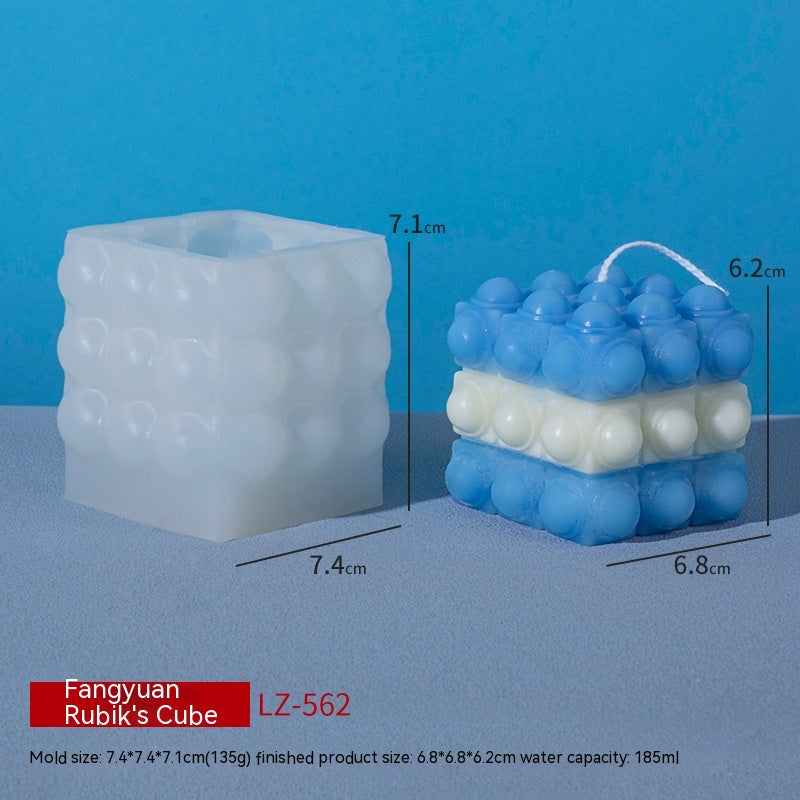 Blue Candle, Rubik's Cube Aromatherapy Candle Silicone Mold DIY Handmade, DIY aromatherapy candle plaster fragrant stone Specifications: spherical diamond cube LZ-559, spherical geometric cube LZ-560, spherical love cube LZ-561, square cube LZ-562, Sonic cube LZ-563, Rose Cube LZ-564, skull cube LZ-565, pumpkin cube LZ-566, Silicone Mold candle