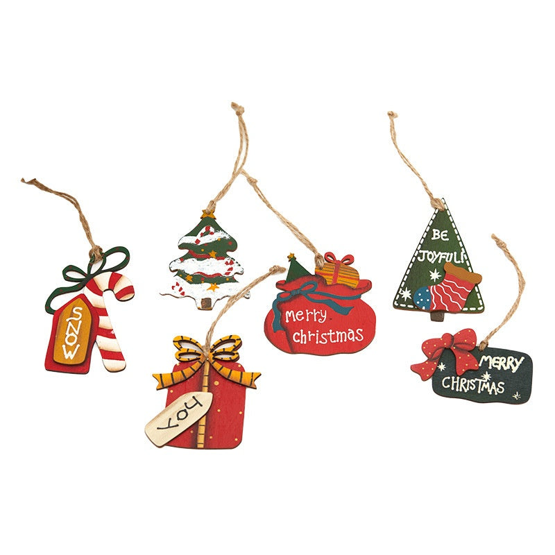 Wooden Christmas Tree Pendant Table Decoration Mini Retro Decorations