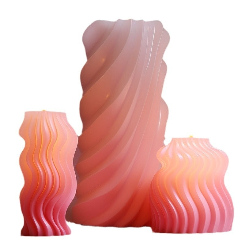 Wavy Cylindrical Aromatherapy Candle Silicone Mold DIY