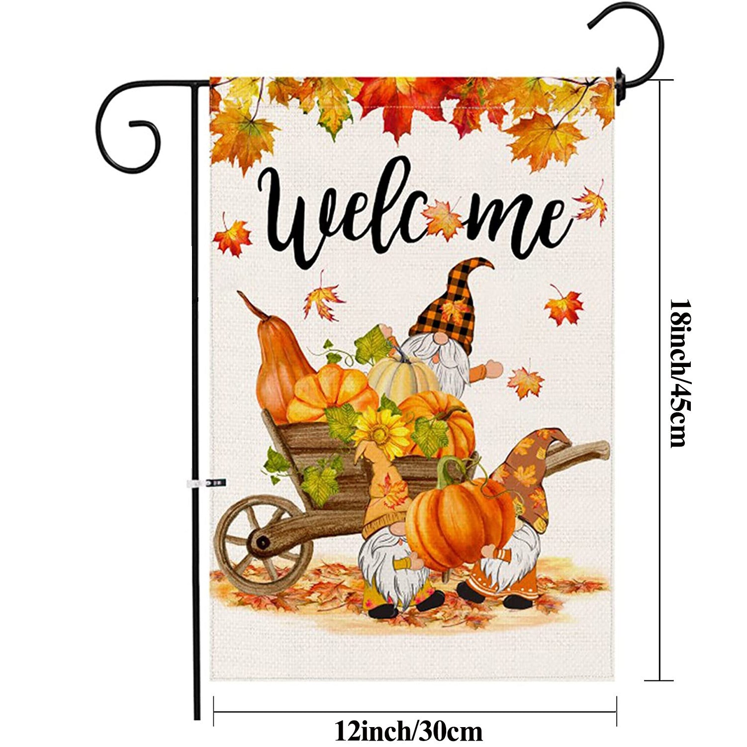 Autumn Thanksgiving Yard Decoration Linen Garden Banner Pumpkin Maple Leaf Pattern Printing Decoration