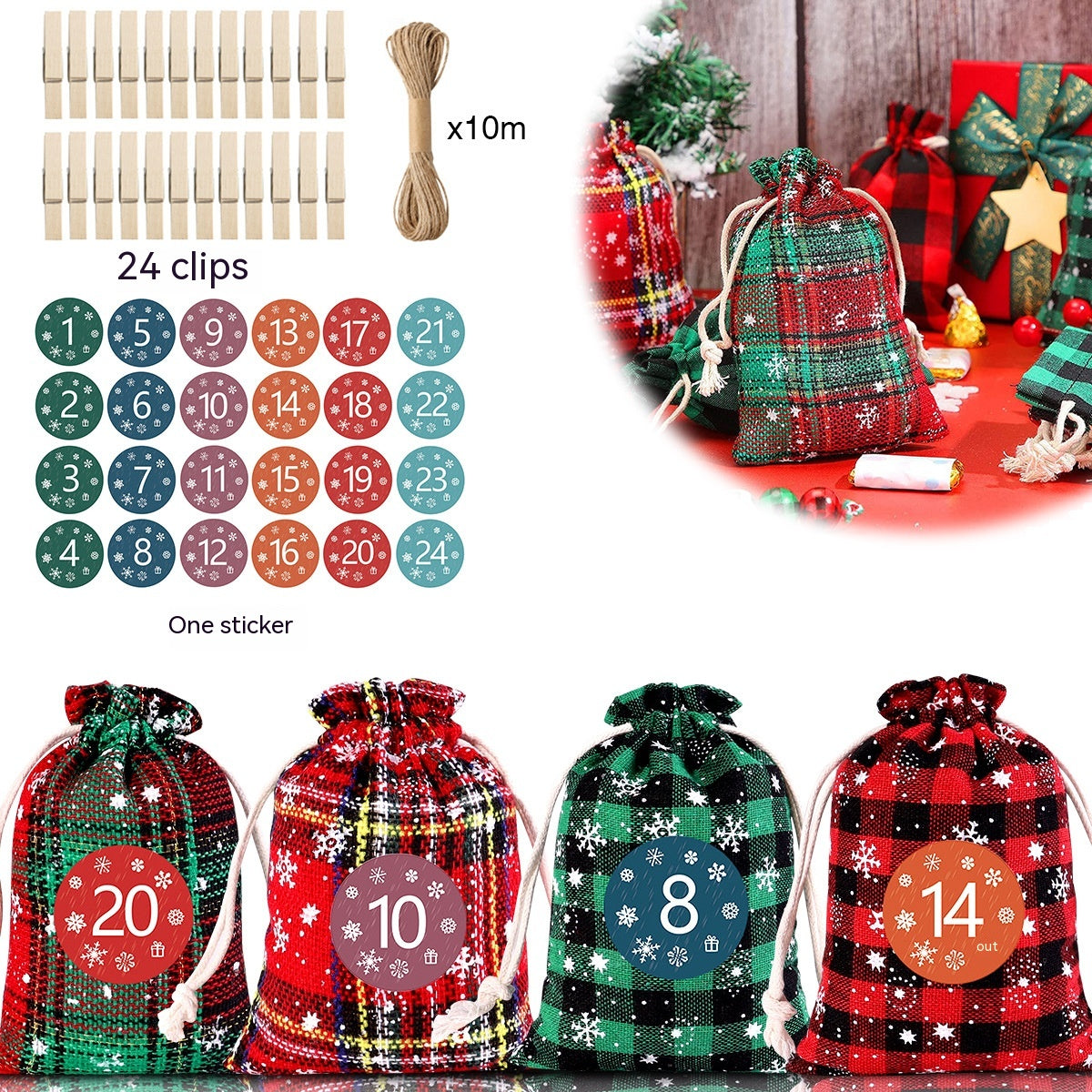 Christmas Linen Candy Packaging Bag Set