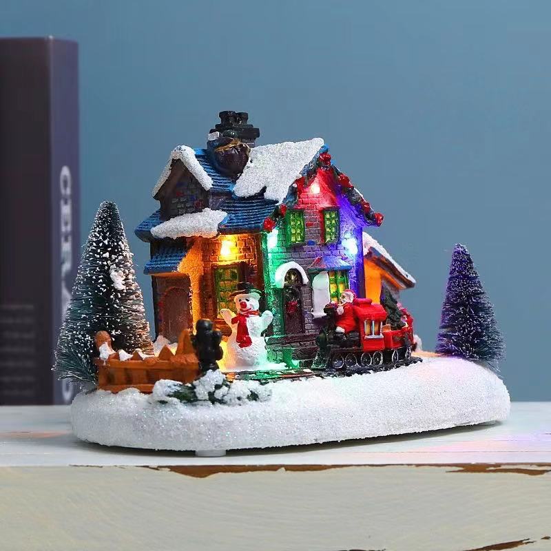 Christmas glowing ski House, Christmas Decorations Colorful Luminous Small House Resin Decorations, Christmas Decoration House, Christmas Decoration Ornaments, Holiday Ornaments, Christmas Luminous Small House