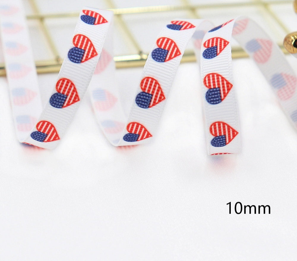 Stars And Stripes Ribbon Dovetail Bowknot Hair Ring Double Stitching Dovetail Ribbon