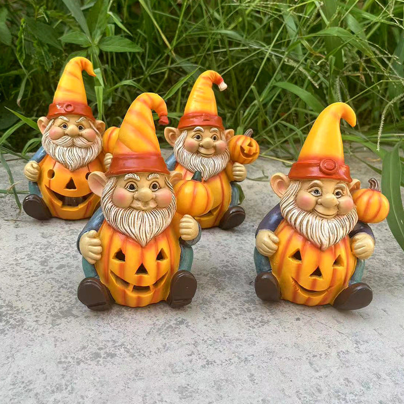 New Halloween Decorations Pumpkin Old Man Statue Home Resin Crafts