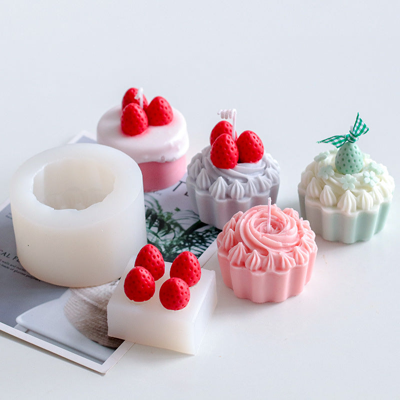 Baking Strawberry Cream Cake DIY Scented Candle Silicone Mold, Geometric candle molds, Abstract candle molds, DIY candle making molds, Silicone candle molds,
