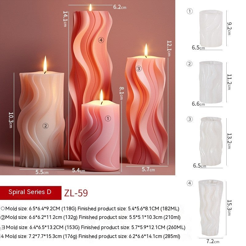 Wavy Cylindrical Aromatherapy Candle Silicone Mold DIY