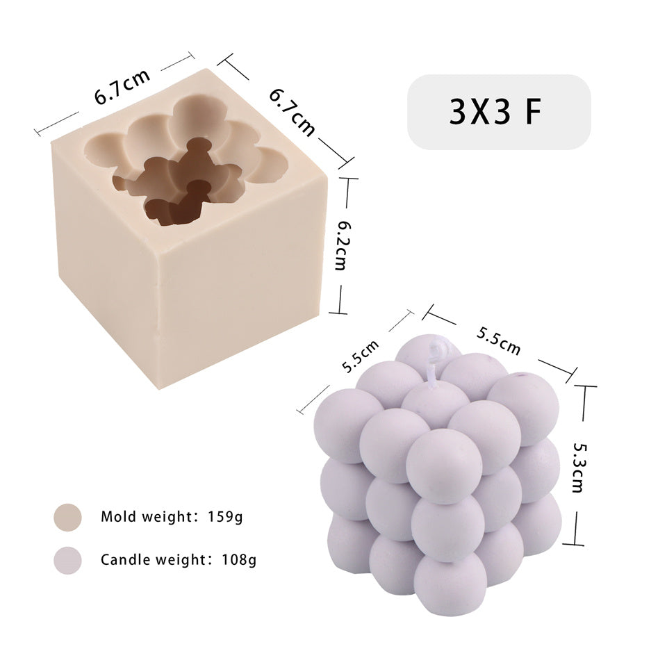 Silicone Square Three-dimensional Geometry Drill Face Rubik's Cube Aromatherapy Gypsum Liquid Silicone Candle Fondant Mold