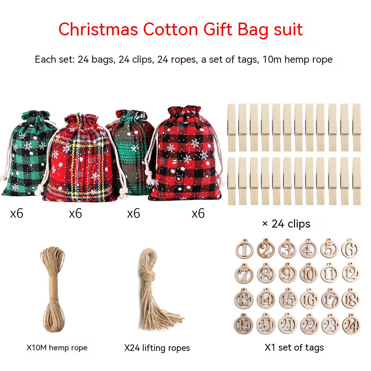 Christmas Snowflake Plaid Cloth Bag Kit