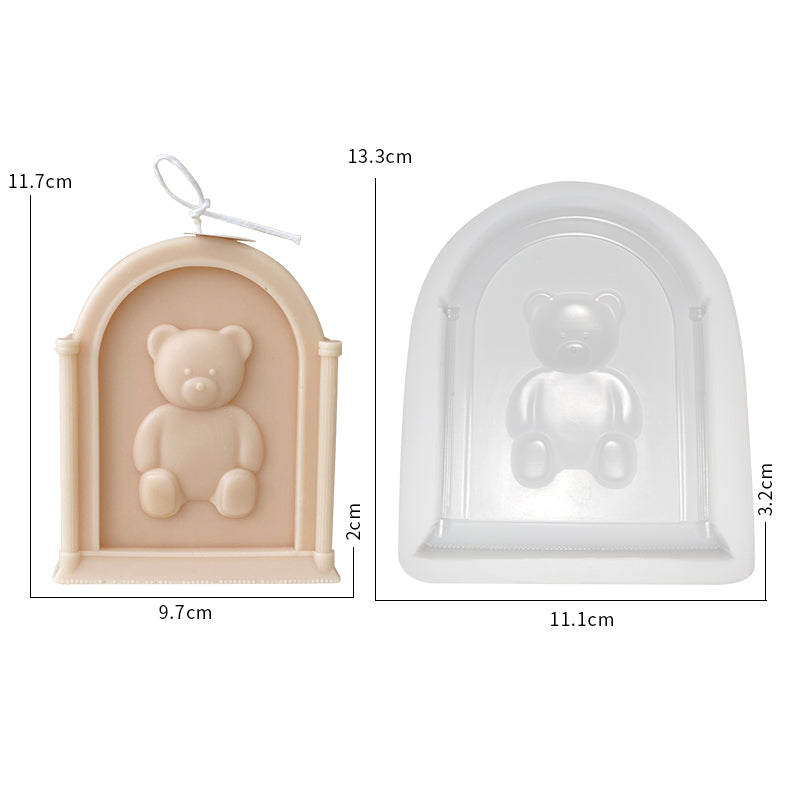 Teddy Bear Photo Frame Scented Candle Silicone Mold, Geometric candle molds, Abstract candle molds, DIY candle making molds, Aromatherapy candle decoration, Scented Candle, Silicone candle molds