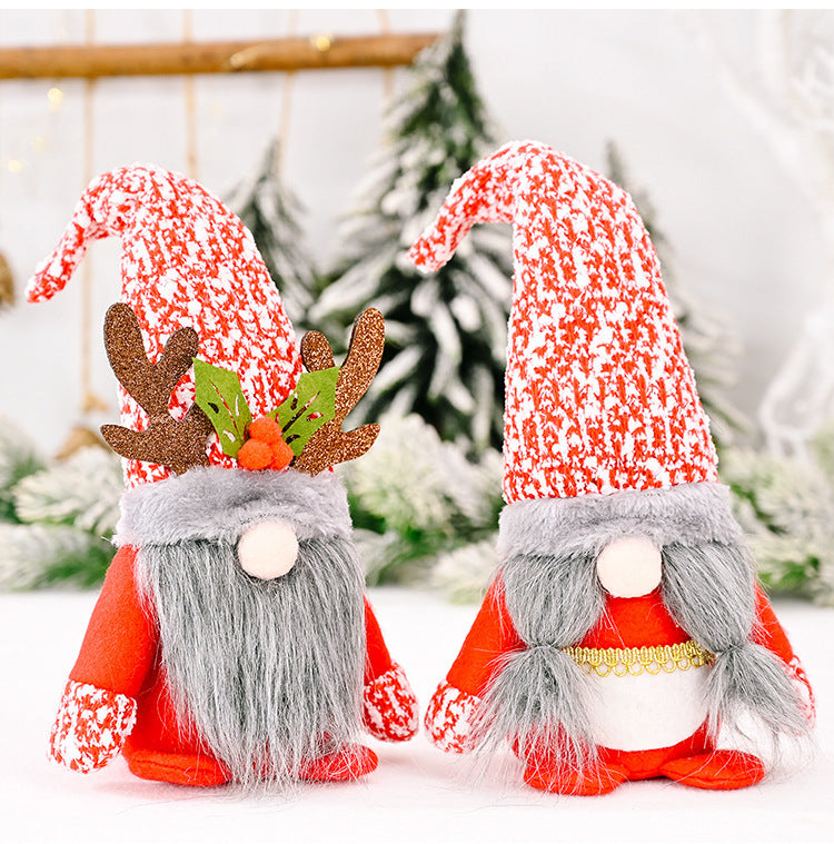 Christmas Snowflake Hat Antlers Red Faceless Doll Doll