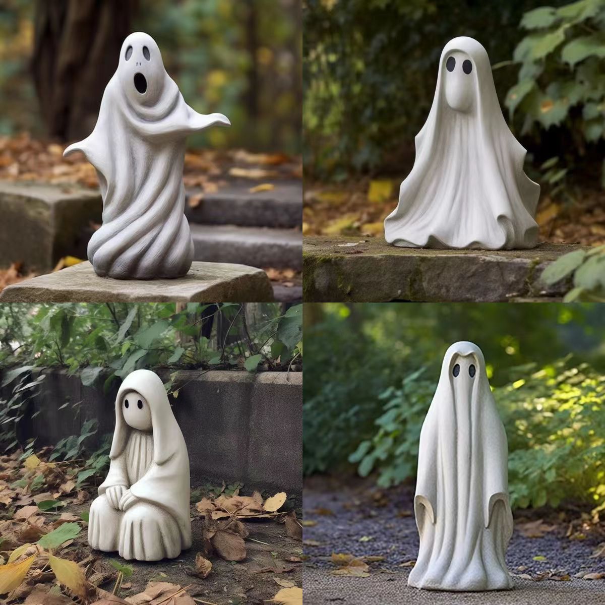 Halloween Outdoor Garden White Ghost Statue Cute Ghost Garden Decoration Resin Crafts