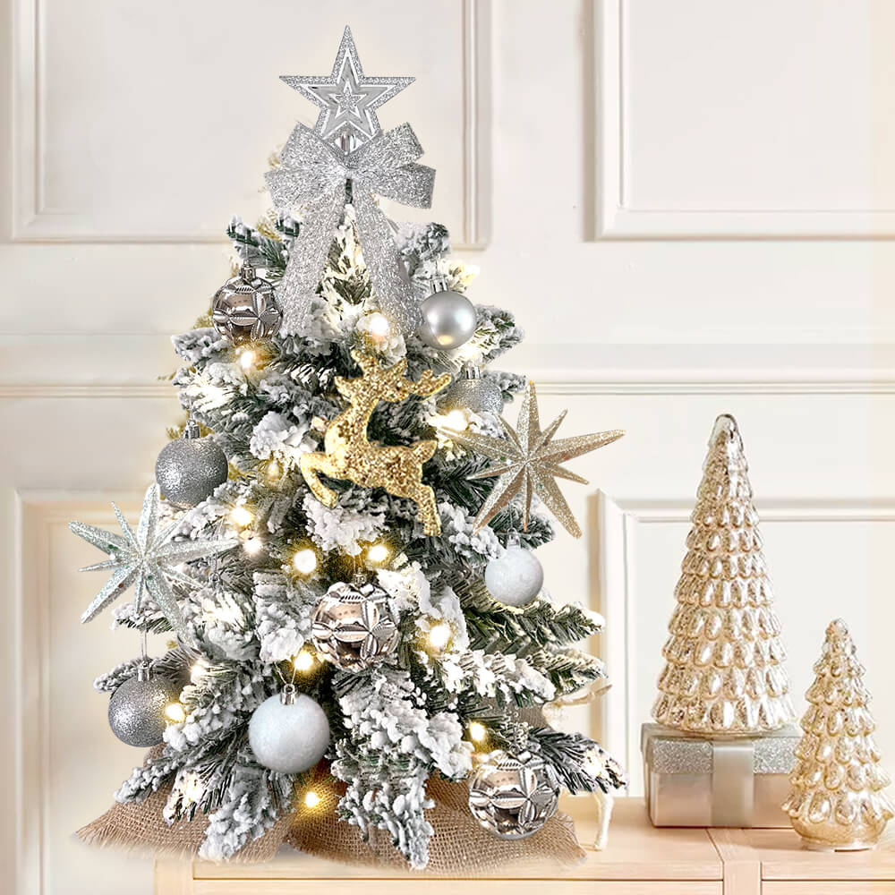 2ft Mini Christmas Tree With Light Artificial Small Tabletop Christmas Decoration With Flocked Snow, Exquisite Decor & Xmas Ornaments For Table Top For Home & Office, 2ft Mini Christmas Tree, Artificial Small Tabletop Christmas Tree,, Christmas Decoration Tree, Xmas Ornaments, Buy Christmas Tree, Small Christmas Tree