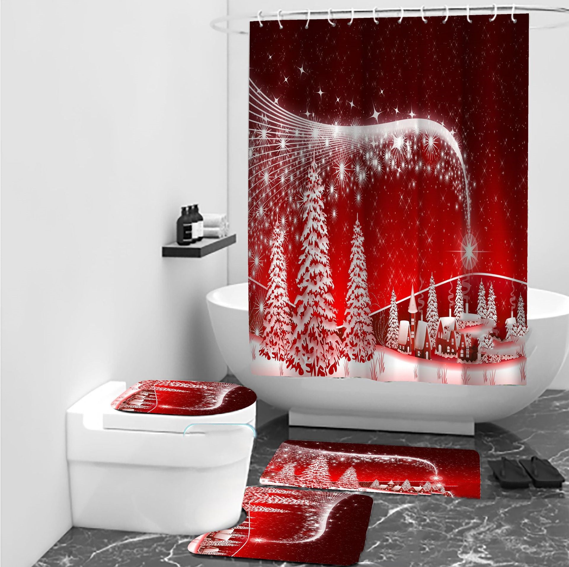 Christmas Digital Printing Waterproof Shower Curtain, Outdoor and Indoor Christmas decorations Items, Christmas ornaments, Christmas tree decorations, salt dough ornaments, Christmas window decorations, cheap Christmas decorations, snowmen, and ornaments.