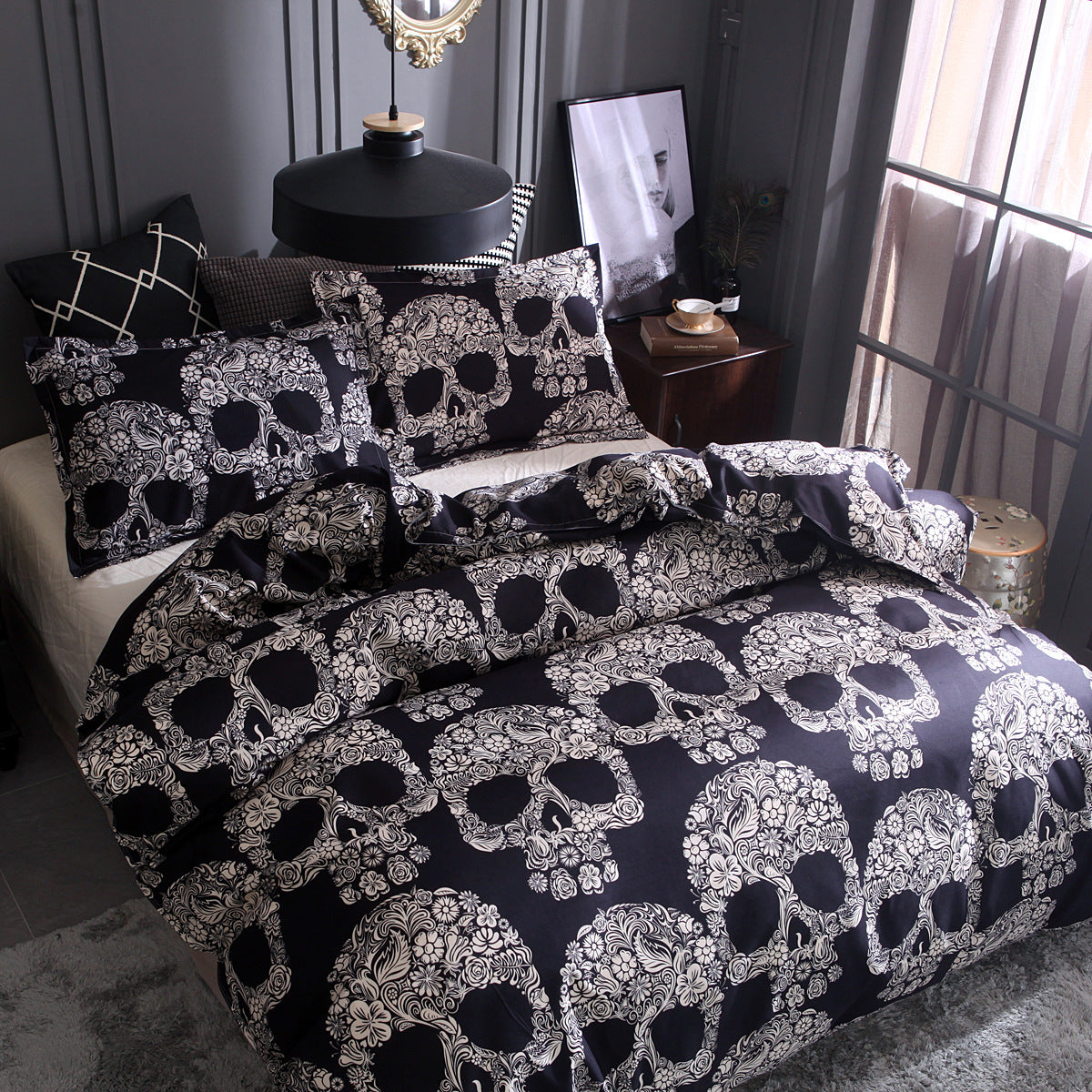 Skull Home Textiles Set Quilt Cover, Halloween Decoration, halloween Bedsheet, Halloween Skull, Halloween Textiles, Halloween Home Quilt Cover