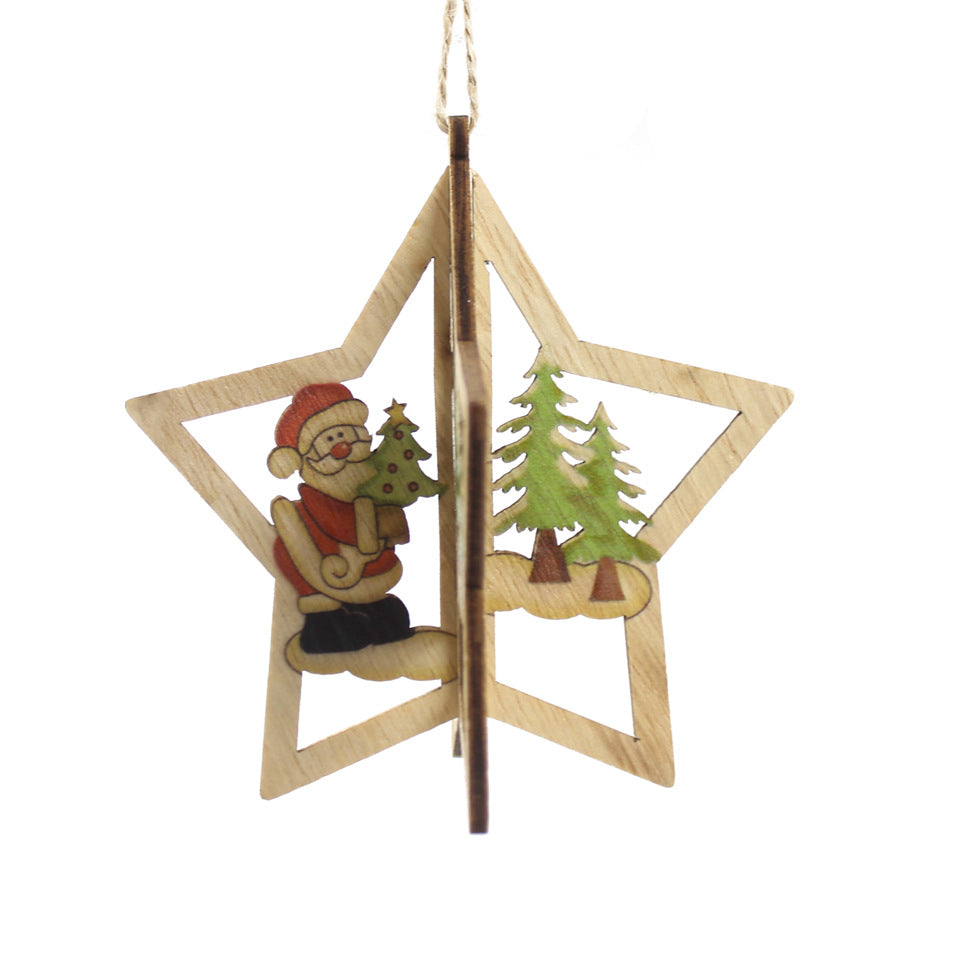 3D Christmas Wooden Pendant Color Printing Decoration, Christmas Tree Hanging Ornaments, Wooden Ornaments, 