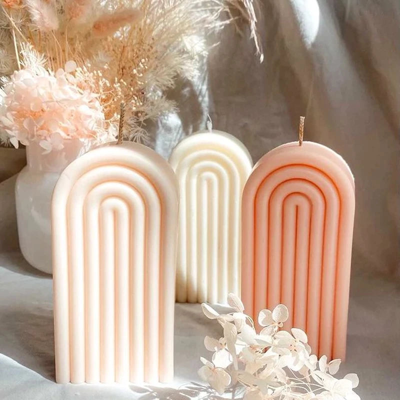 Nordic Style Silicone Arch Candle Mold Rainbow U Shaped, Silicone candle molds, Christmas tree candle molds, Halloween pumpkin candle molds, Easter egg candle molds, Animal candle molds, Sea creature candle molds, Fruit candle molds, Geometric candle molds, Abstract candle molds, DIY candle making molds,