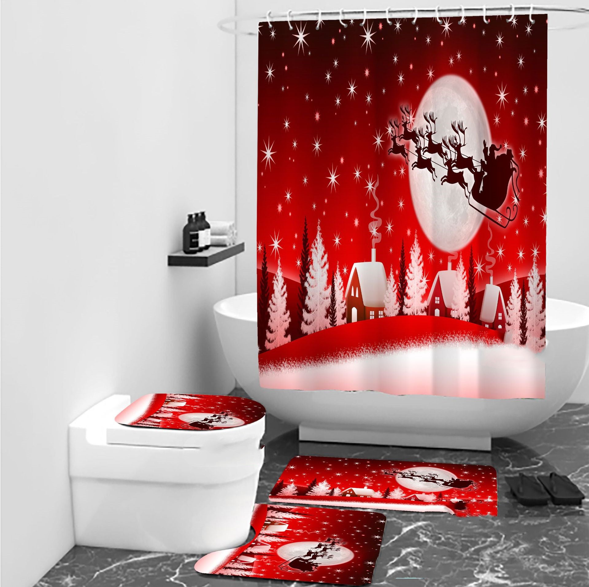 Christmas Digital Printing Waterproof Shower Curtain, Outdoor and Indoor Christmas decorations Items, Christmas ornaments, Christmas tree decorations, salt dough ornaments, Christmas window decorations, cheap Christmas decorations, snowmen, and ornaments.