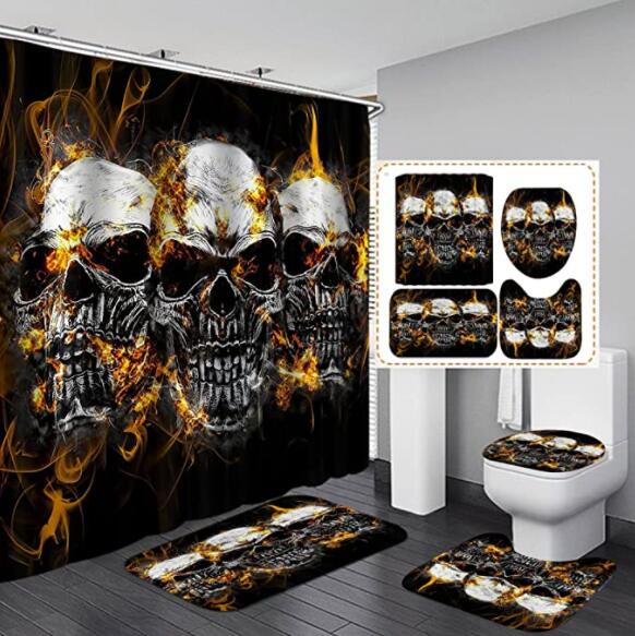 Polyester Printed Thickened Waterproof Halloween Shower Curtain, Wallpapers, Halloween Wallpapers, Wallpaper Decoration, Halloween, Skull Wallpaper, Love Wallpaper, 