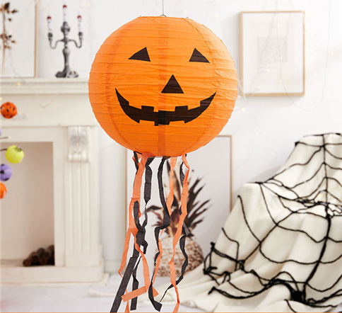 Halloween Glowing Paper String Props Decoration Shopping Mall Layout Pumpkin Lantern
