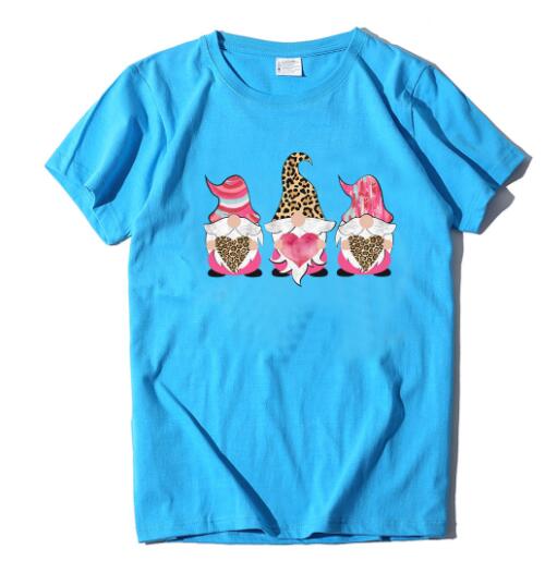 Three Gnome Holding Love Print Ladies Short Sleeve T-shirts