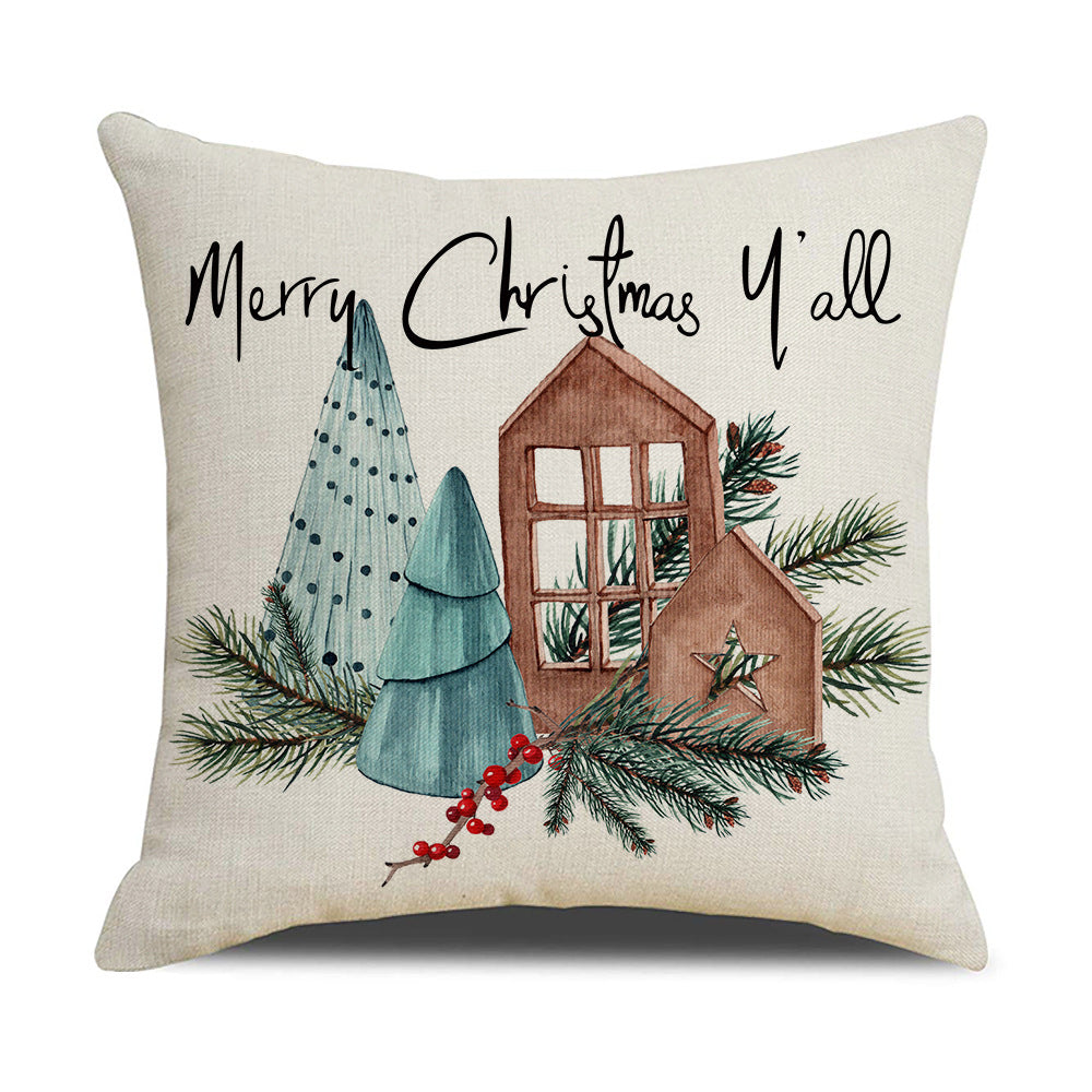 Simple Linen Printed Watercolor Christmas Pillow Cover, christmas pillow cases, christmas pillow covers, christmas pillow covers 18x18, christmas throw pillow covers, christmas pillow case, xmas pillow covers, holiday throw pillow covers, zippered christmas pillow covers, gnome pillow covers, snowman pillow covers, christmas pillow cases standard, snowflake pillow covers, christmas throw pillow covers 18x18,  holiday pillow covers 18x18, 16x16 christmas pillow covers.