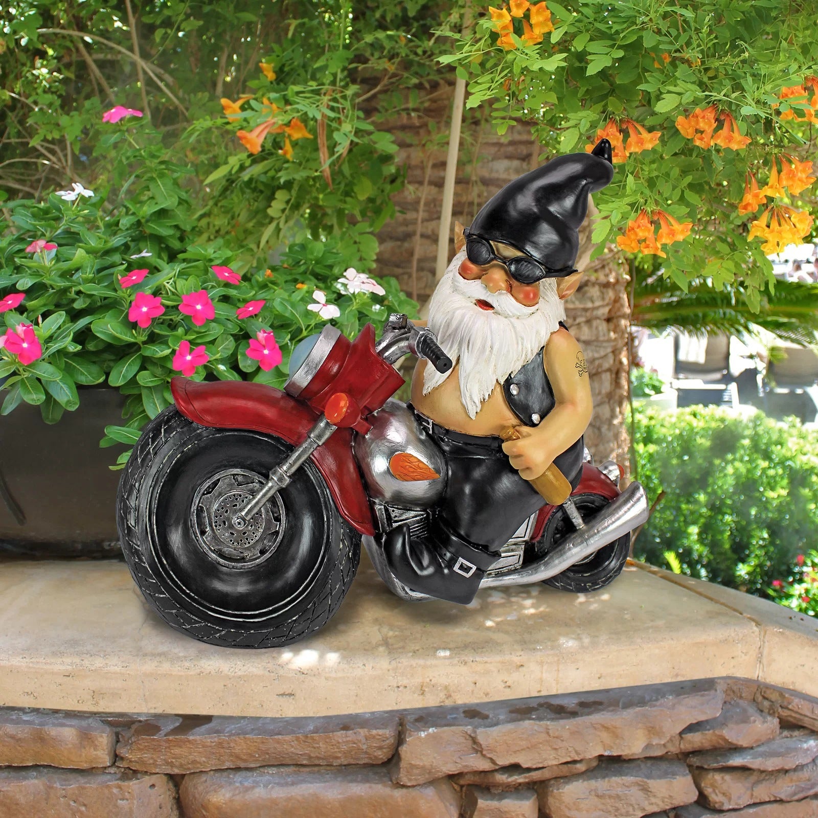 Harley Davidson biker garden gnome, Harley Davidson garden gnome, Biker Garden Gnomes, Outdoor Decoration Garden Gnomes