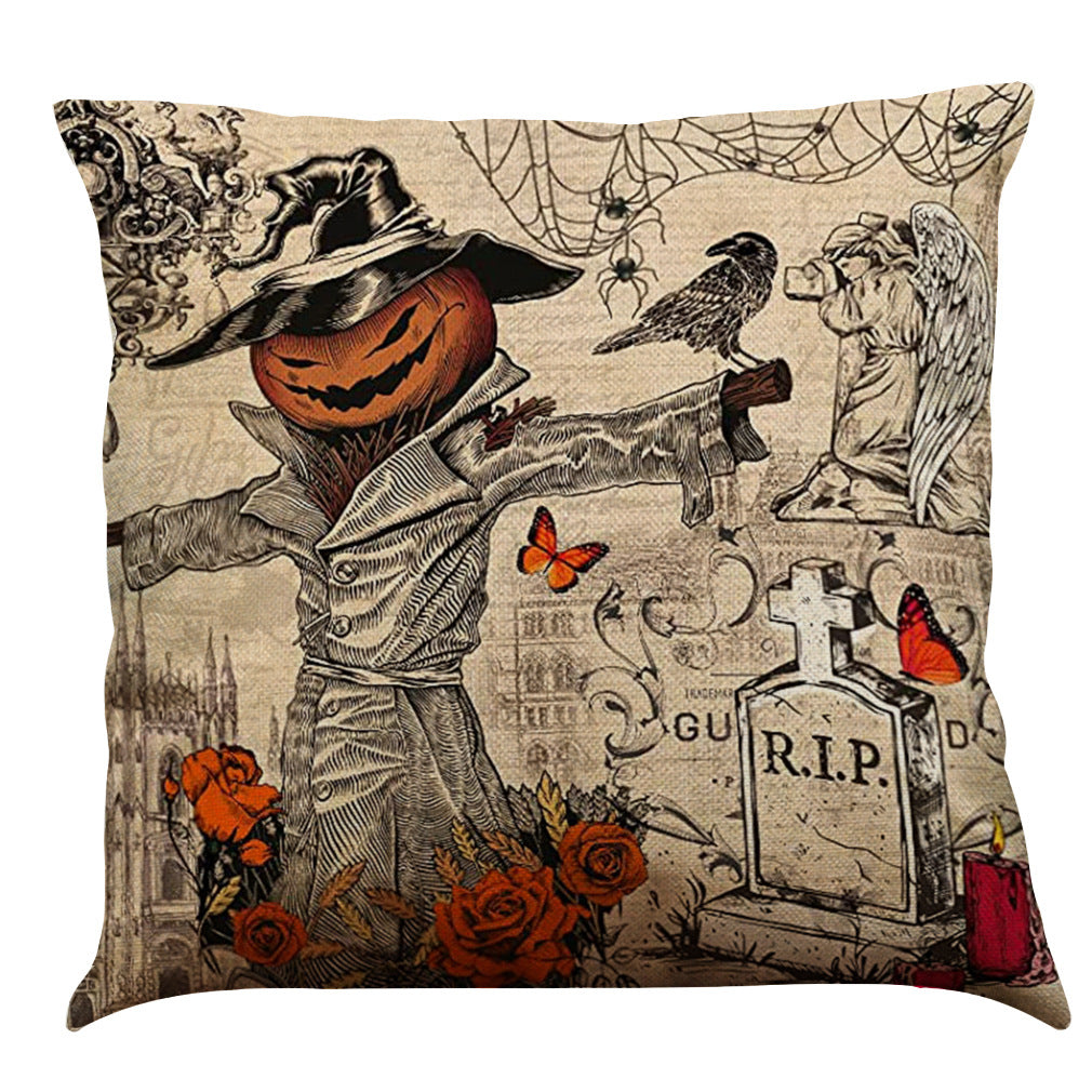 Halloween Cotton Linen Sofa Car Cushion Pillowcase, Pumpkin lanterns, Jack o Lanterns, Halloween Lights, Halloween Decoration Ornaments, Halloween inflatables, carved pumpkins, Halloween wreaths, Halloween Candles.