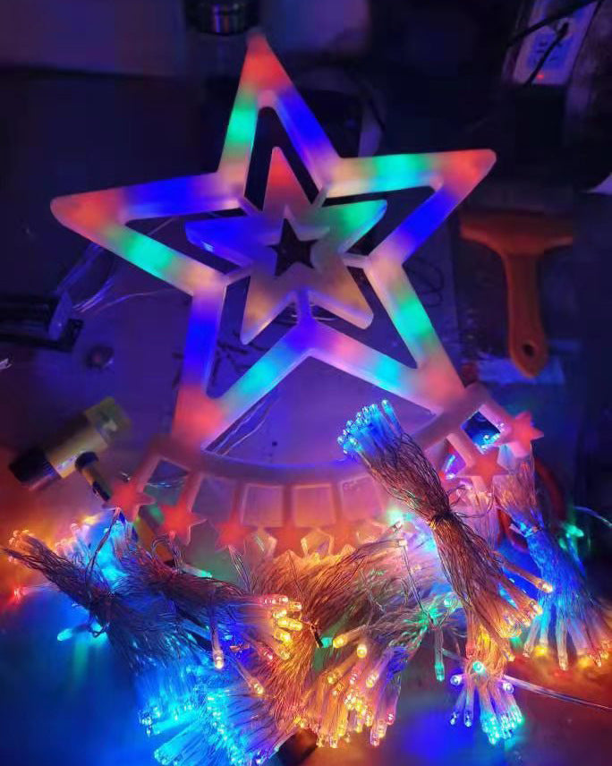 LED Five-pointed Star Waterfall Light To Decorate The Courtyard Outdoor, Christmas Lights, outdoor christmas lights, christmas tree lights, led christmas lights, solar christmas lights, outside christmas lights, christmas window lights, twinkly lights, christmas garland with lights, xmas lights, c9 christmas lights, battery operated christmas lights, lowes christmas lights
