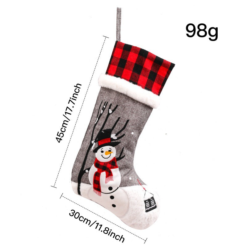 Cartoon Checked Socks Children's Gift, Christmas Socks, Christmas Stocking, Christmas Decoration Items, Christmas Gift Bag