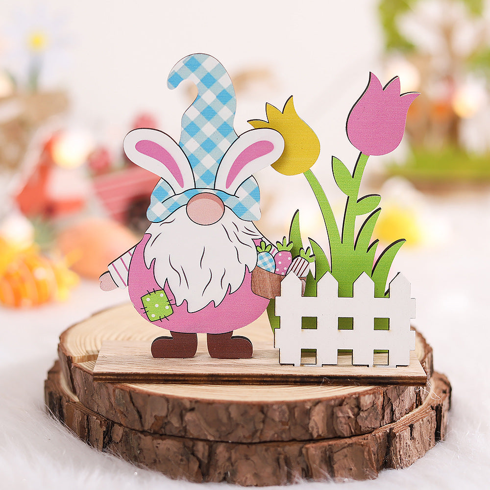 Easter Wooden Crafts Decoration Scene Dress Up Props, Easter Wooden Gnomes, Easter gnomes