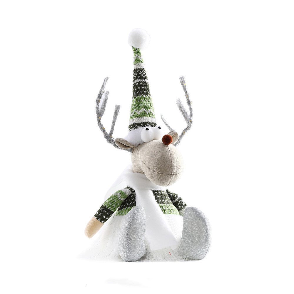 Christmas Doll Antler Luminous Hat Sitting Ornaments, Outdoor and Indoor Christmas decorations Items, Christmas ornaments, Christmas tree decorations, salt dough ornaments, Christmas window decorations, cheap Christmas decorations, snowmen, and ornaments.