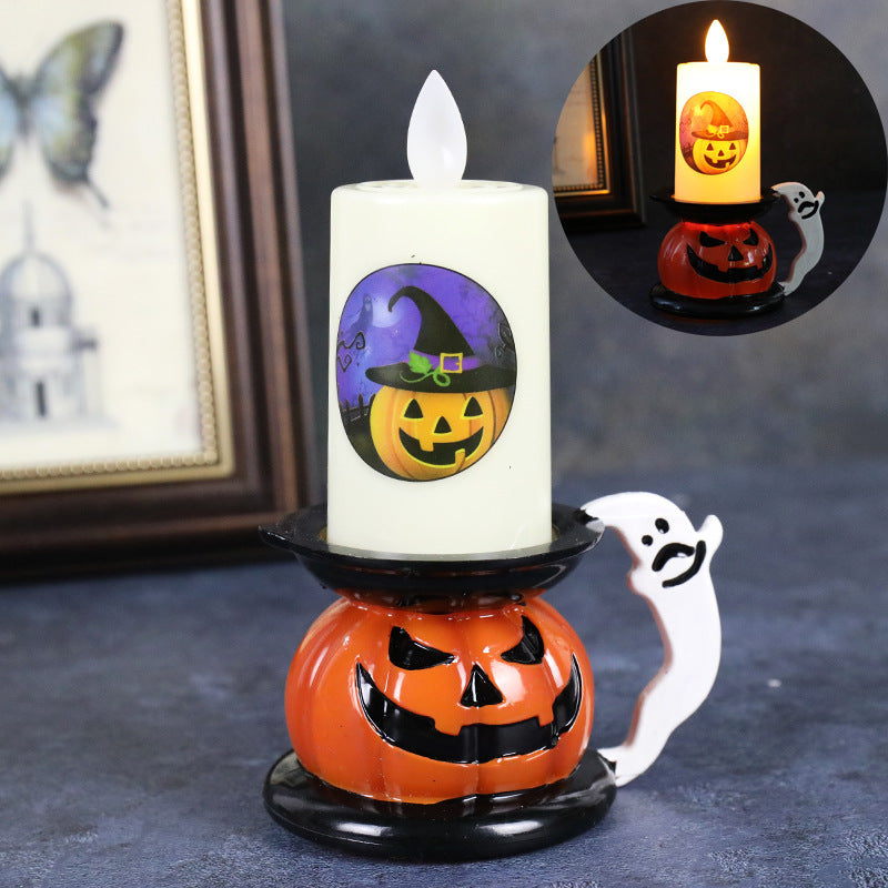 halloween party decorations, scary halloween decorations, halloween blow ups, halloween yard decorations, vintage halloween decorations, pumpkin decorations, halloween outdoor lights, Halloween Decoration Props Skull Pumpkin Candle Light LED Glowing, 