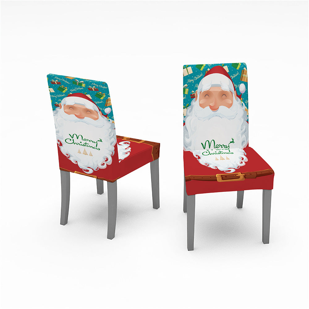Christmas Decorative Digital Printing Universal All Inclusive Elastic Chair Cover, Christmas Decoration Chair, Christmas Decoration Chair Covers, Santa Claus Printed Chair Covers, Christmas Chair Covers