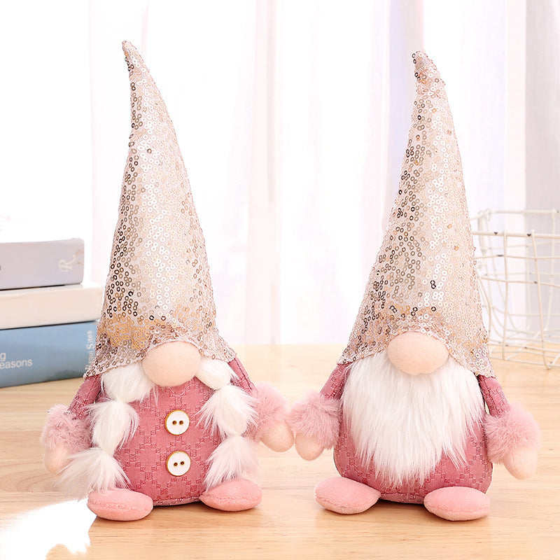 Mothers Day Gnomes, Valentines Day Gnomes, Couple Gnomes, Pink Gnomes, Pink Sequin Rudolf Dwarf Doll Decoration