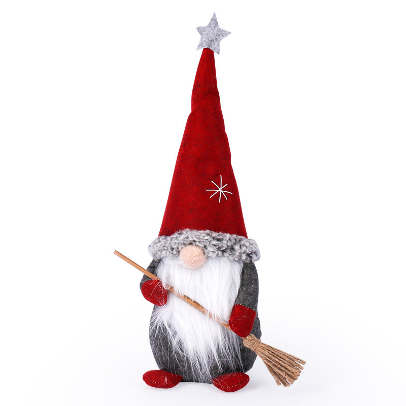 Rudolph Santa Claus Broom Gnome Doll, Outdoor and Indoor Christmas decorations Items, Christmas ornaments, Christmas tree decorations, salt dough ornaments, Christmas window decorations, cheap Christmas decorations, snowmen, and ornaments.