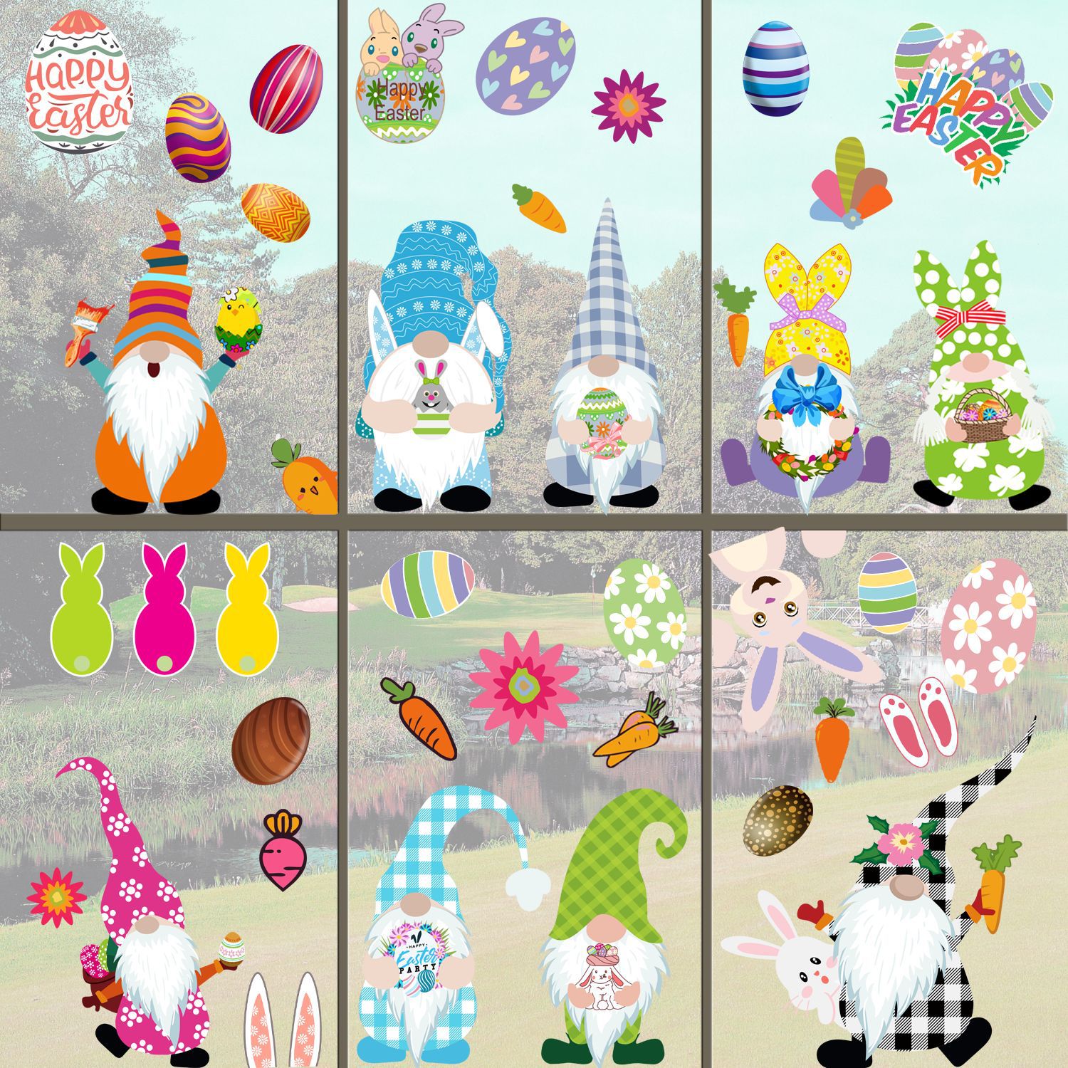 Easter decorations, Easter eggs decorations, Easter bunny decorations, Easter wreaths, Easter garlands, Easter centerpieces, Easter table runners, Easter tablecloths, Easter baskets decorations, Easter grass decorations, Easter candy decorations, Easter lights, Easter inflatables, Easter door wreaths, Easter tree decorations, Easter wall art, Easter banners, Easter window clings, Easter garden flags, Easter outdoor decorations.